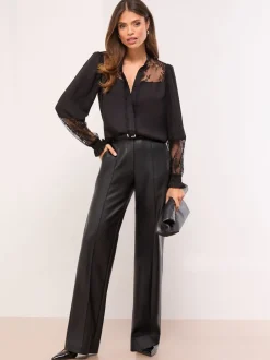 Lipsy Chemise grand-père avec dentelle Discount