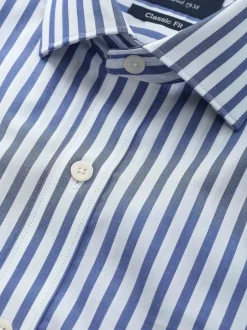 Savile Row Company Chemise habillée en coton rayé classique à double poignet Clearance