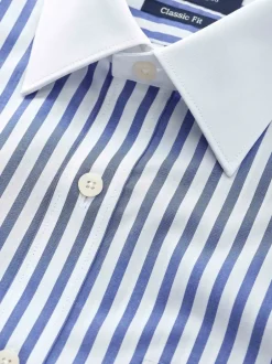 Savile Row Company Chemise habillée Winchester en coton rayé classique à double poignet New