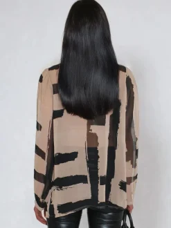 Religion Chemise Carolina avec col volanté à rayures abstraites Sale