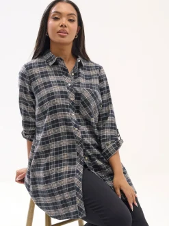 Yours Curve Chemise coupe boyfriend à carreaux