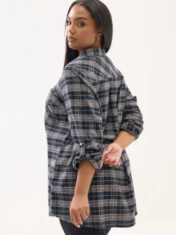 Yours Curve Chemise coupe boyfriend à carreaux