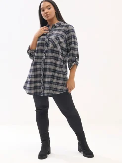 Yours Curve Chemise coupe boyfriend à carreaux