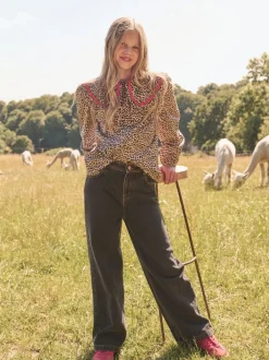 Angel & Rocket Chemisier Elle imprimé léopard à col volanté Sale