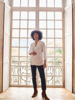 Seraphine Chemisier brodé en coton Grossesse et Allaitement Outlet