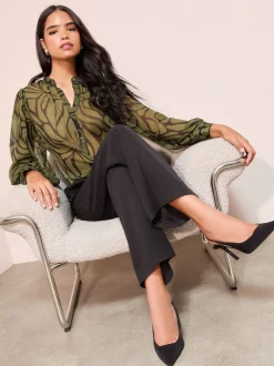 Friends Like These Chemisier en mousseline à manches longues sans col Clearance