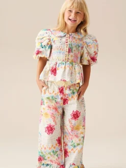 Angel & Rocket Chemisier froncé Orla multicolore à col Claudine Discount