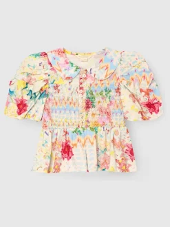 Angel & Rocket Chemisier froncé Orla multicolore à col Claudine Discount