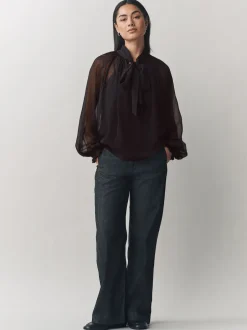 Laura Ashley Chemisier en mousseline à nœud foulard