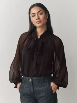 Laura Ashley Chemisier en mousseline à nœud foulard