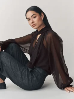 Laura Ashley Chemisier en mousseline à nœud foulard