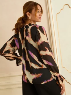 Love & Roses Chemisier manches longues à col cranté Online