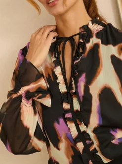 Love & Roses Chemisier manches longues à col cranté Online