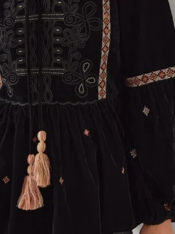 Monsoon Chemisier noni en velours brodé à manches longues Outlet