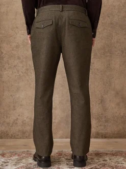 Next Chevrons kaki vert - Pantalon élégant en coton brossé coupe classique Sale