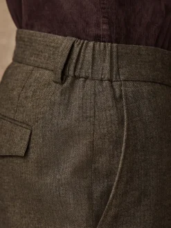 Next Chevrons kaki vert - Pantalon élégant en coton brossé coupe classique Sale