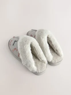 Next Chien saucisse gris - Suede Mule Pantoufles New