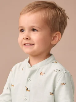 Next Chien vert menthe - Chemise Character imprimée sur l’ensemble à manches longues avec col grand-père (3mois7ans) Online