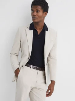 Reiss chocolat - Ceinture Dante en cuir lisse