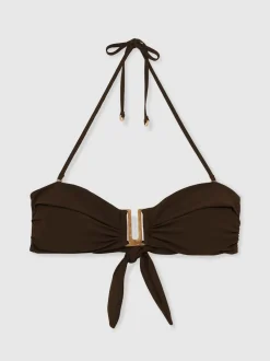 Reiss chocolat - Haut de bikini bandeau à bretelles amovibles Carina Outlet