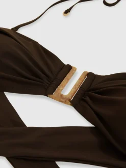 Reiss chocolat - Haut de bikini bandeau à bretelles amovibles Carina Outlet
