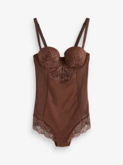Next Chocolat Nude - Body en dentelle à coupe ferme et contrôle du ventre Outlet