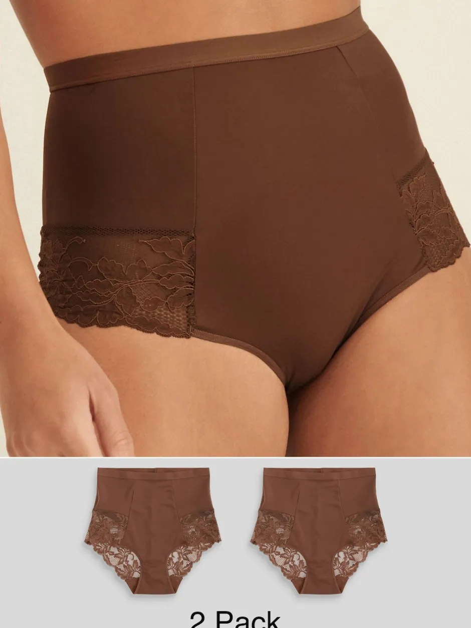 Next Chocolat Nude - Imprimé Gainant Culotte brésilienne dos lacé 2 Lot Clearance