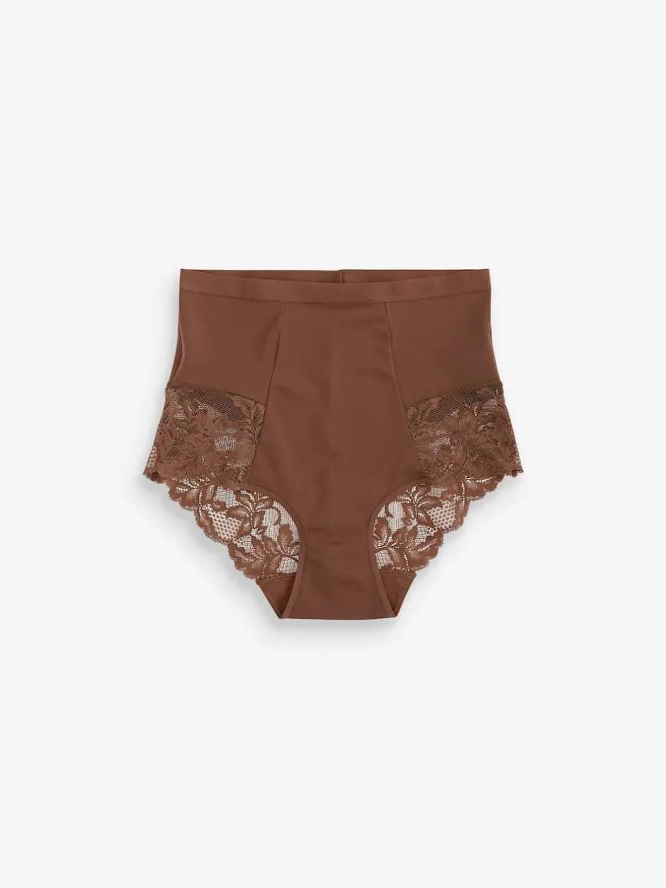 Next Chocolat Nude - Imprimé Gainant Culotte brésilienne dos lacé 2 Lot Clearance