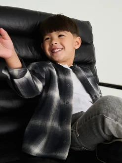 Next Chèque Mono Core - Chemise à carreaux avec col de baseball à manches longues (3mois7ans) Clearance