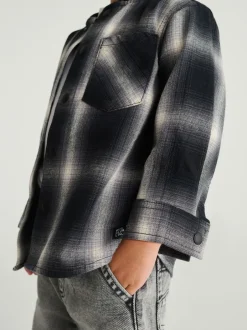 Next Chèque Mono Core - Chemise à carreaux avec col de baseball à manches longues (3mois7ans) Clearance