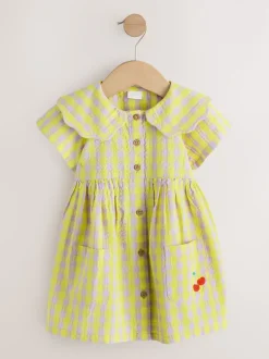 Next citron vert/lilas - Robe à col vichy (3mois-8ans) Sale