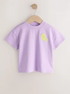 Next Citron violet - T-shirt brodé à manches courtes (3mois à7ans) Outlet