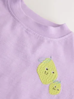 Next Citron violet - T-shirt brodé à manches courtes (3mois à7ans) Outlet