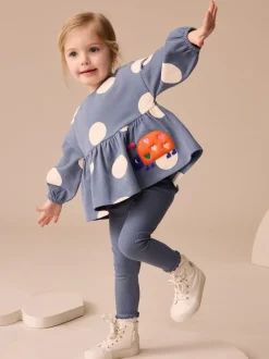 Next Coccinelle bleu marine - Ensemble haut péplum à manches longues et legging (3 mois-7 ans) Online