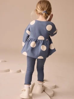 Next Coccinelle bleu marine - Ensemble haut péplum à manches longues et legging (3 mois-7 ans) Online