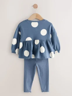 Next Coccinelle bleu marine - Ensemble haut péplum à manches longues et legging (3 mois-7 ans) Online