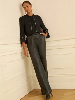 Love & Roses Coeur noir - chemisier à manches flûte avec détail matériel Hot