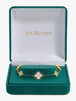 Jon Richard Coffret cadeau bracelet trèfle en cristal Jet