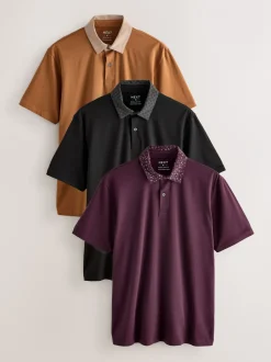 Next - Polo en jersey Manches courtes 3 Pack Col imprimé baies Best