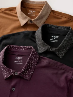 Next - Polo en jersey Manches courtes 3 Pack Col imprimé baies Best