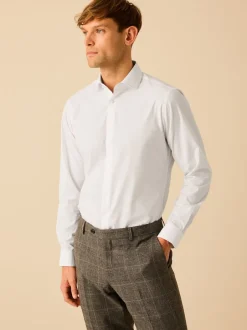 Next Col Penny blanc - Chemises intelligentes faciles d’entretien à poignets simples