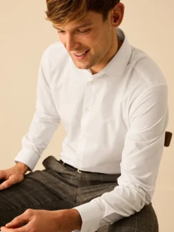 Next Col Penny blanc - Chemises intelligentes faciles d’entretien à poignets simples