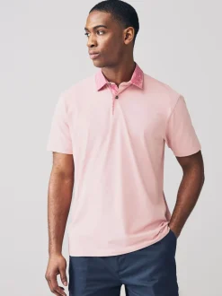 Next - Polo en jersey Manches courtes 3 Pack Col tissé rose / bleu / blanc Best