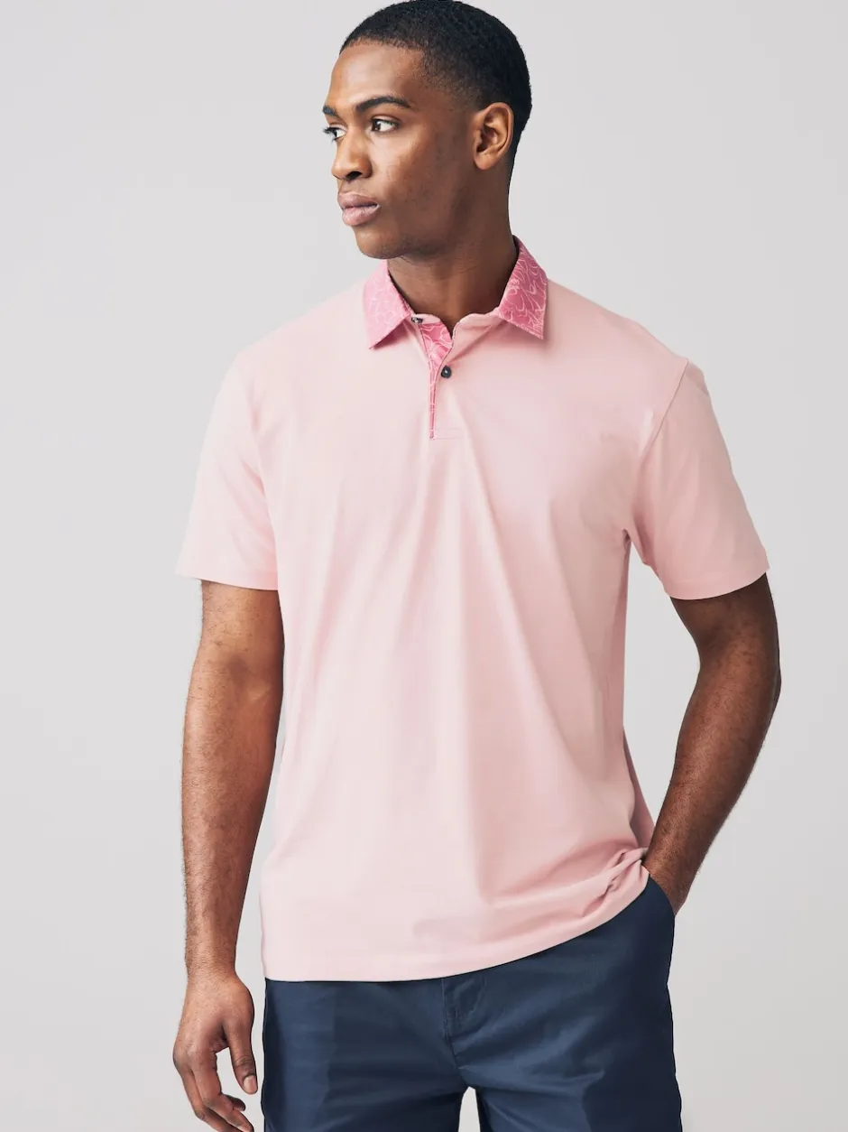 Next - Polo en jersey Manches courtes 3 Pack Col tissé rose / bleu / blanc Best