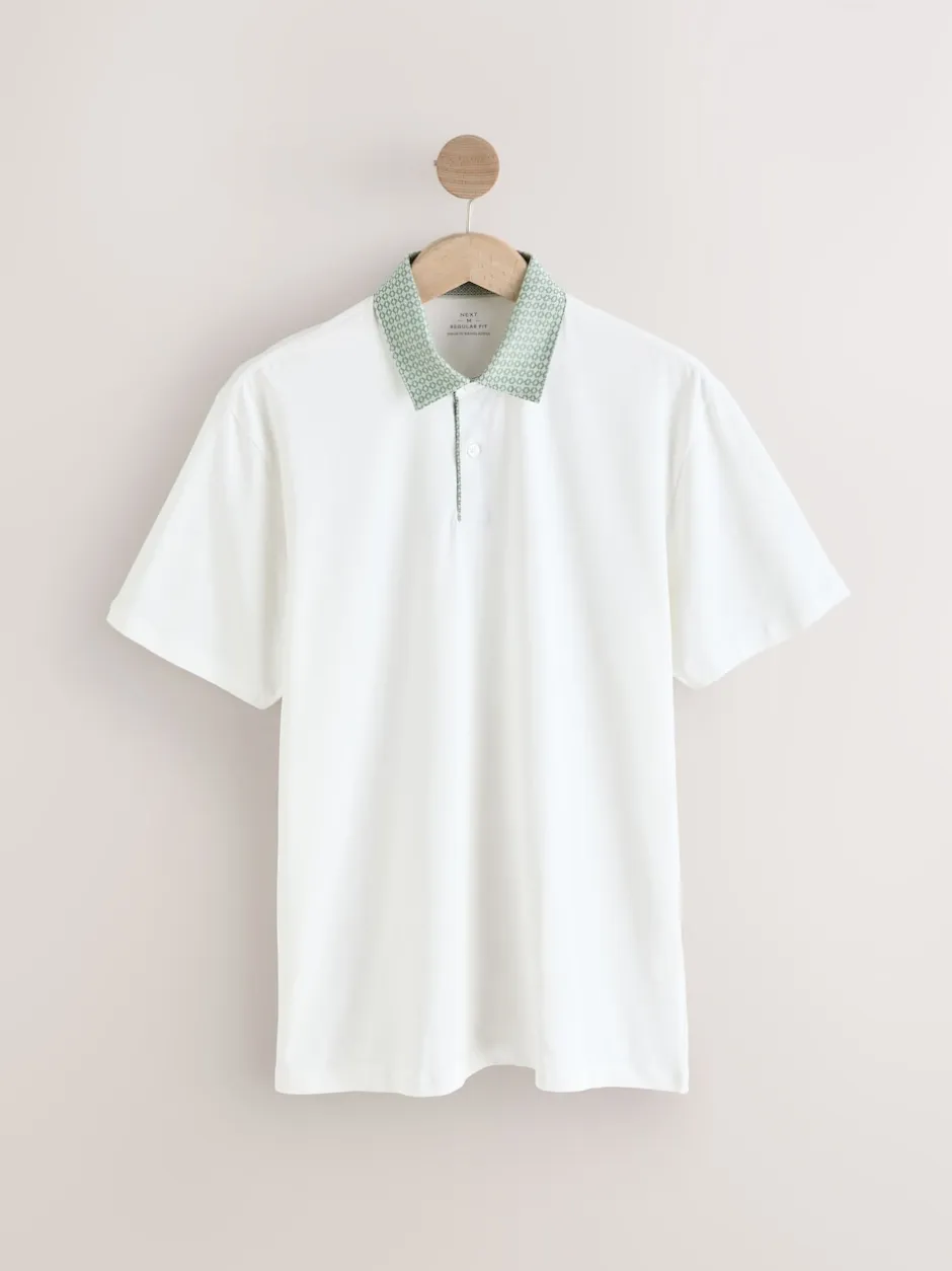 Next - Polo en jersey Manches courtes 3 Pack Col tissé rose / bleu / blanc Best