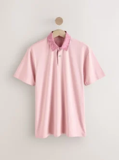 Next - Polo en jersey Manches courtes 3 Pack Col tissé rose / bleu / blanc Best