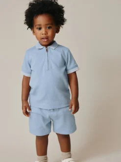Next - Ensemble polos et shorts de manches (3mois-7ans) Col zippé bleu Discount