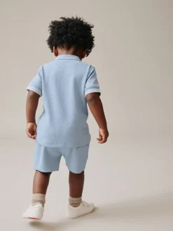 Next - Ensemble polos et shorts de manches (3mois-7ans) Col zippé bleu Discount