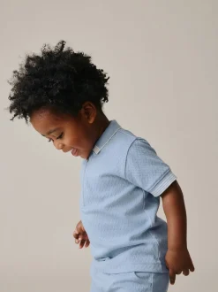 Next - Ensemble polos et shorts de manches (3mois-7ans) Col zippé bleu Discount