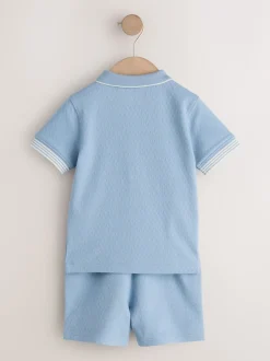 Next - Ensemble polos et shorts de manches (3mois-7ans) Col zippé bleu Discount